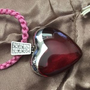 Angelique de Paris Silver Red Resin Heart Necklace